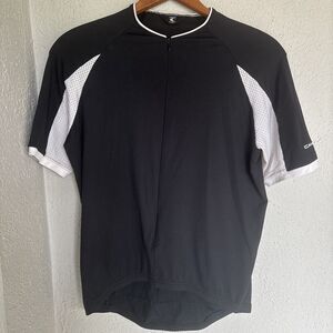Canari Cycling Shirt Crew neck Unisex Front Zip Black And White Back Pockets ML